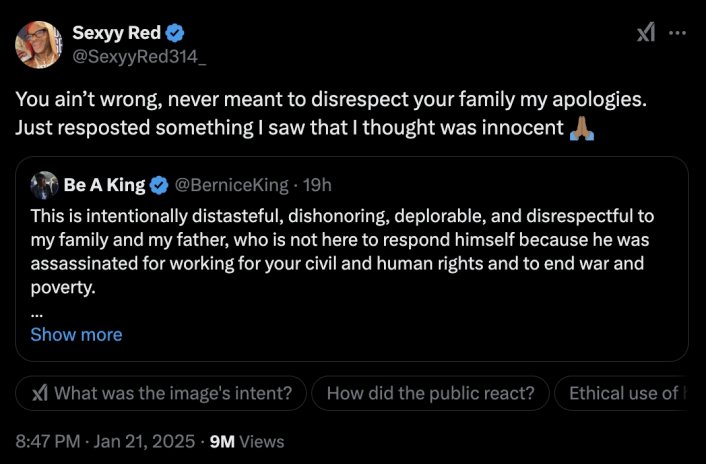 Image: Sexyy Red and Bernice King Make Amends Over Sexyy Posting AI Photo of MLK Jr. Image #2