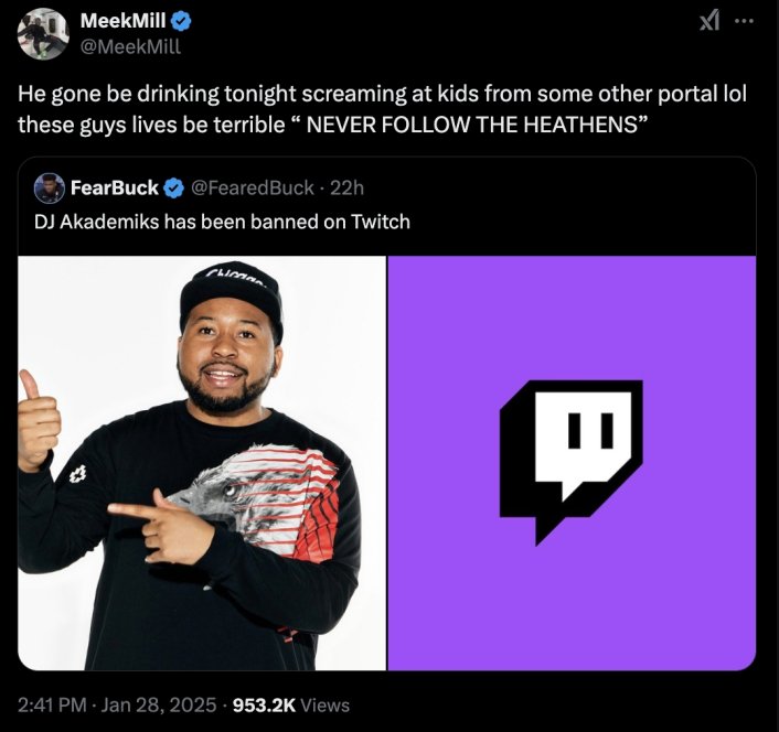 Image: Meek Mill Reignites Beef with DJ Akademiks Amid Reported Twitch Ban Image #2